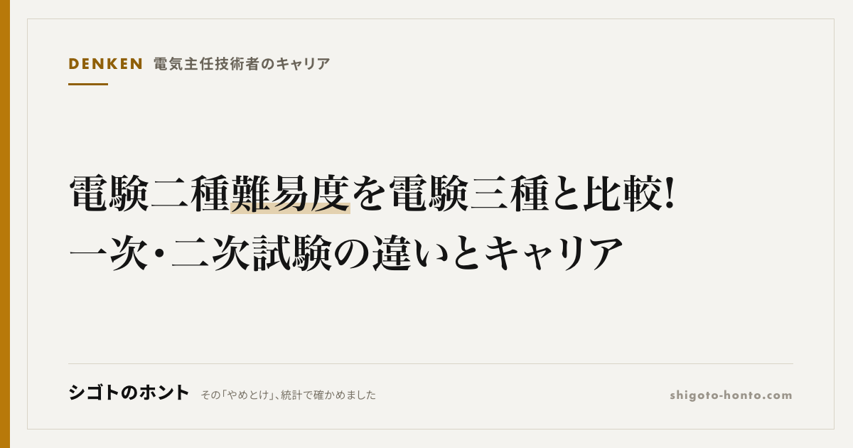 電験二種 難易度を電験三種と比較!一次・二次試験の違いとキャリア