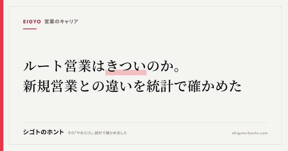 ルート営業はきついのか。新規営業との違いと業界別の実態を統計で確かめた