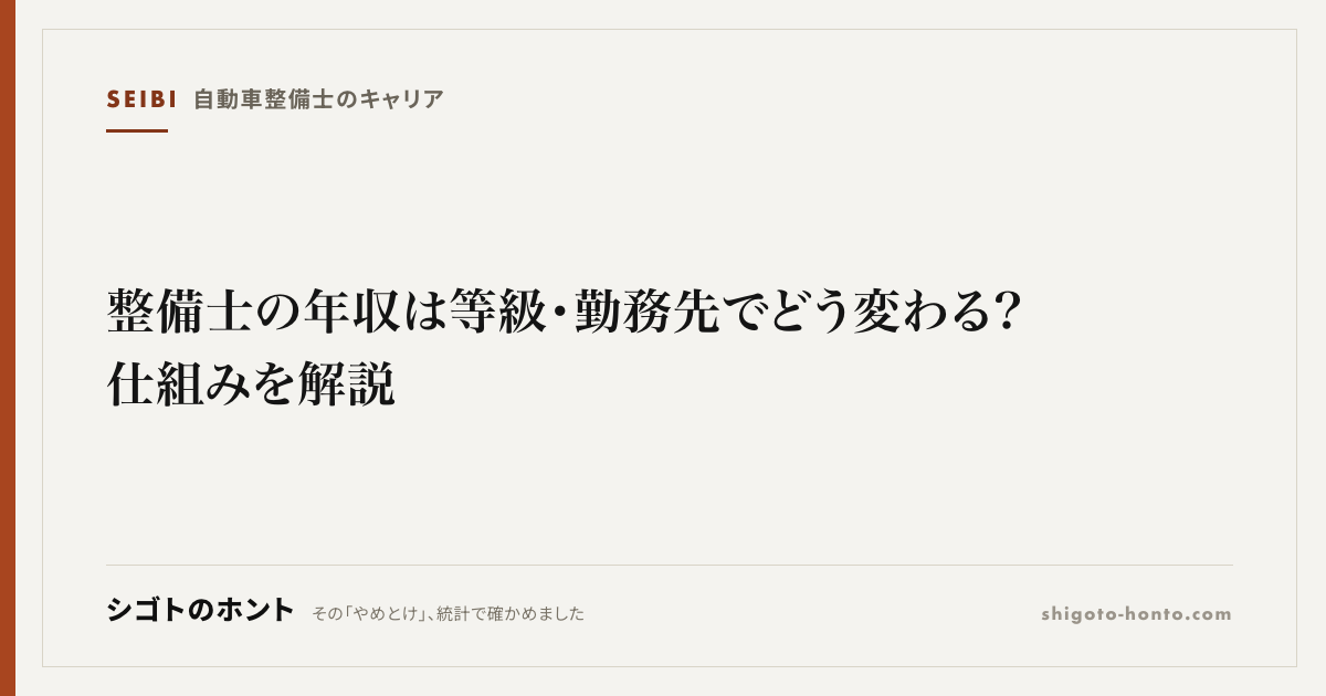 整備士の年収は等級・勤務先でどう変わる?仕組みを解説