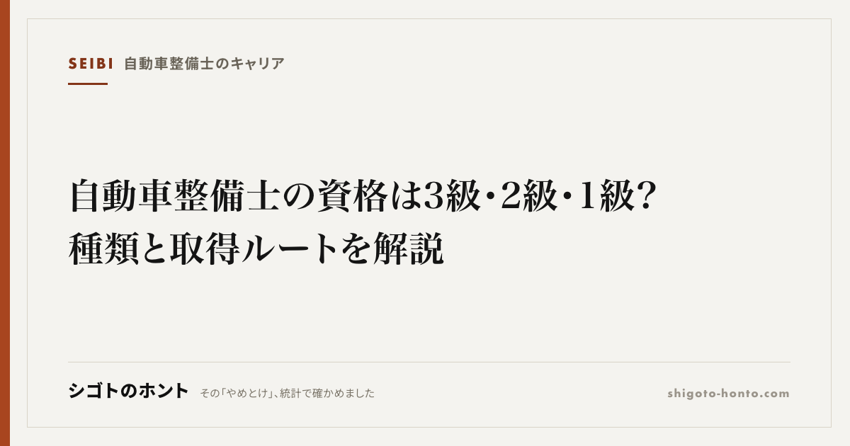 自動車整備士の資格は3級・2級・1級?種類と取得ルートを解説
