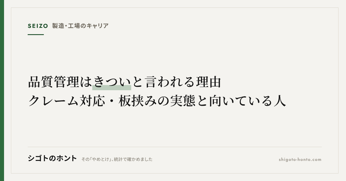品質管理はきついと言われる理由|クレーム対応・板挟みの実態と向いている人を解説