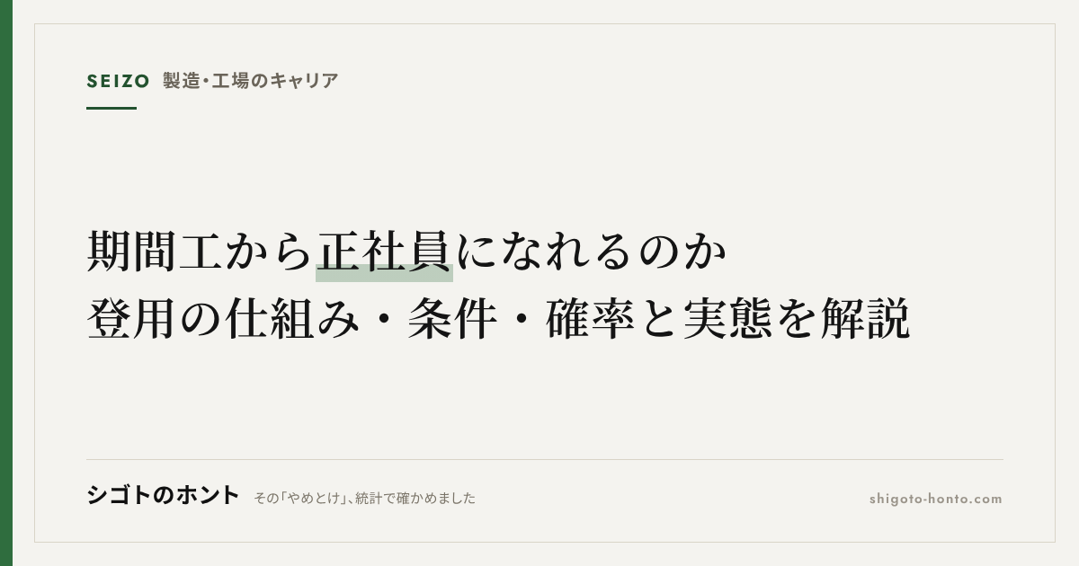 期間工から正社員になれるのか|登用の仕組み・条件・確率と正社員登用の実態を解説