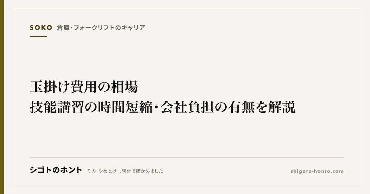 玉掛け費用の相場|技能講習の時間短縮・会社負担の有無を解説
